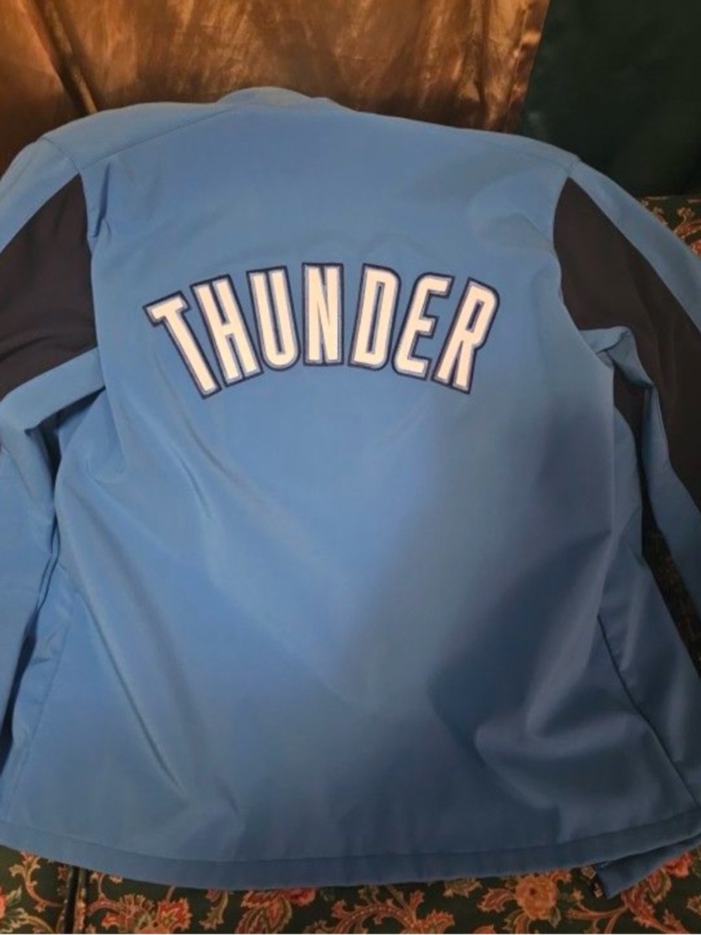 NBA Oklahoma City Thunder Light Blue and Navy Windbreaker Jacket - Picture 2 of 4